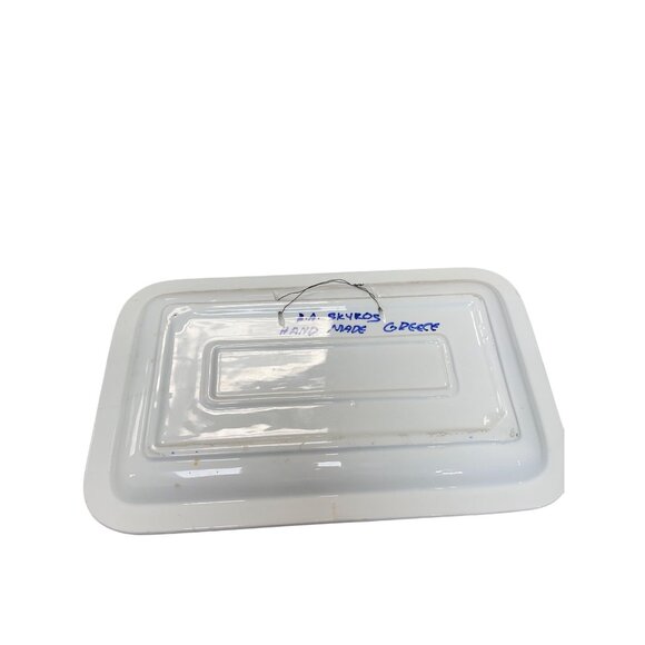 Greece Artisan Skyros Blue handpainted Trinket serve dish SKU 9500 - Picture 8 of 11